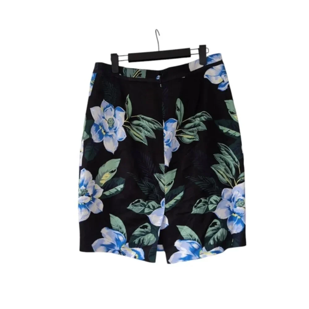 Banana Republic Floral Tropical Hawaii Garden Summer Satin Pencil Skirt 10 - Picture 3 of 9